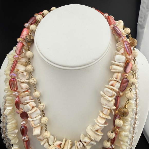 Boho Jewelry Lot Coastal Shell Beaded Bracelet Necklace Some Signed - Picture 9 of 11